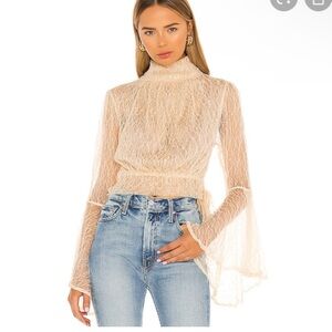 FREE PEOPLE Rule Breaker Tea Lace Blouse Size S